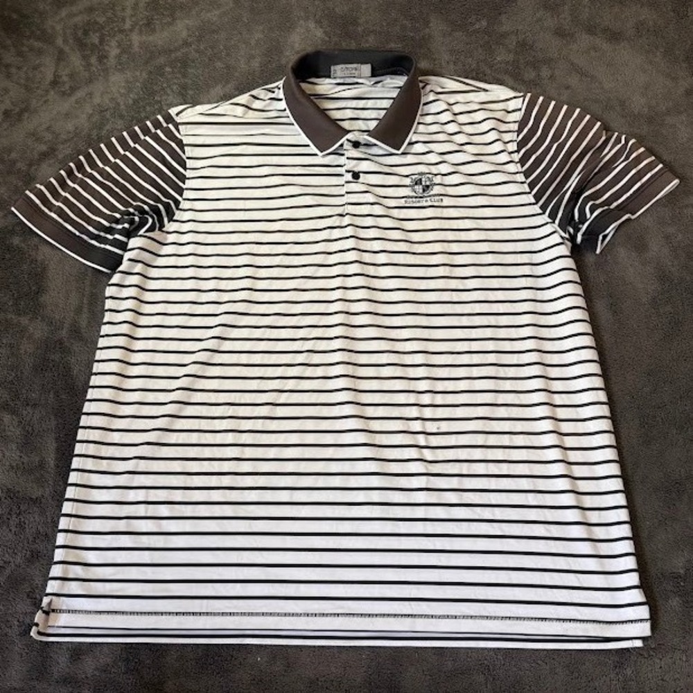 G/FORE Mens Boca Raton Resort & Club Striped Golf Polo Shirt White Brown XL